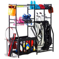 LUGO Garage Sports Equipment Organizer with Baskets & Hooks: Steel Storage Shelves, Open Shelves, Black, 5 Shelves