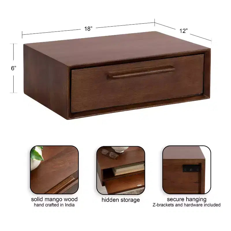 Étagère de rangement en bois Noyer brun 45,7x30,5x15,2 cm