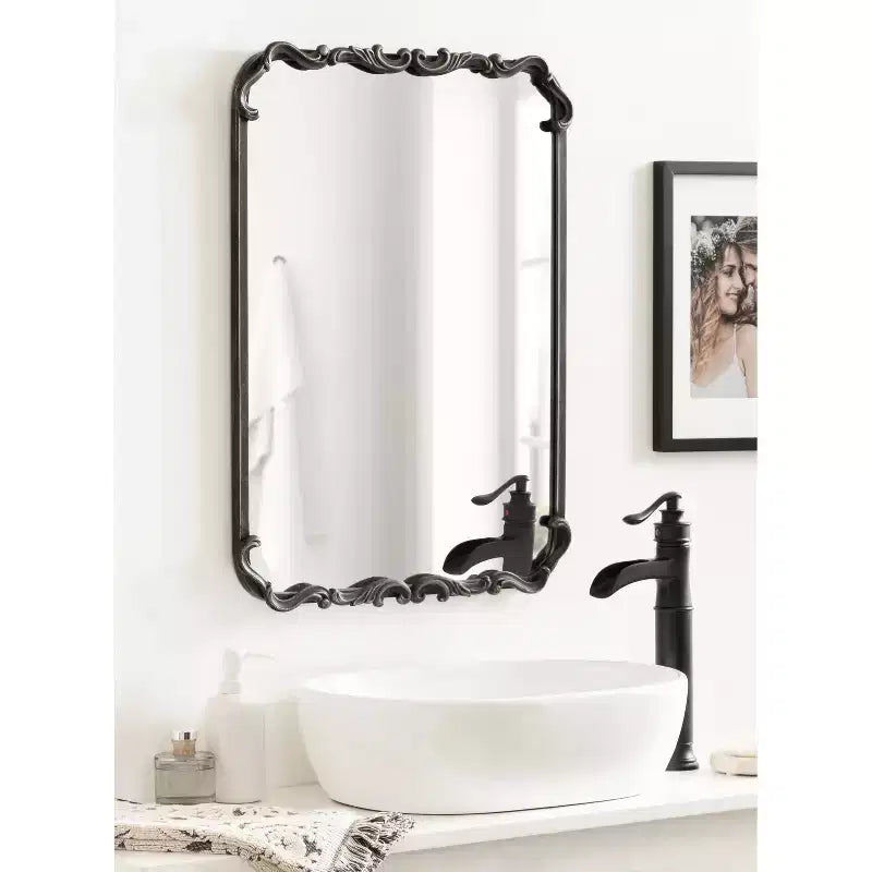Miroir mural encadré Brazelton 50x68cm noir