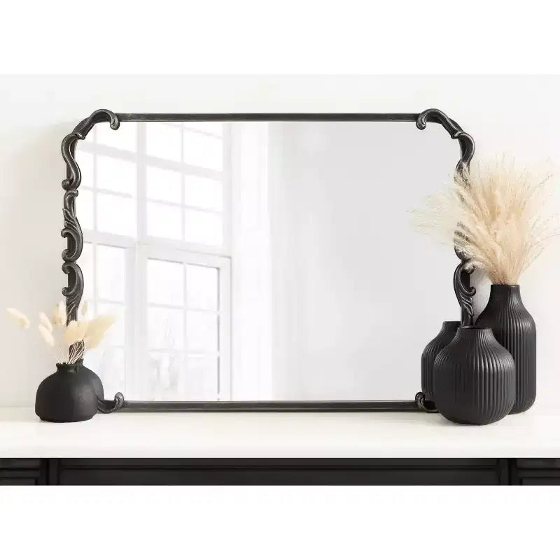 Miroir mural encadré Brazelton 50x68cm noir