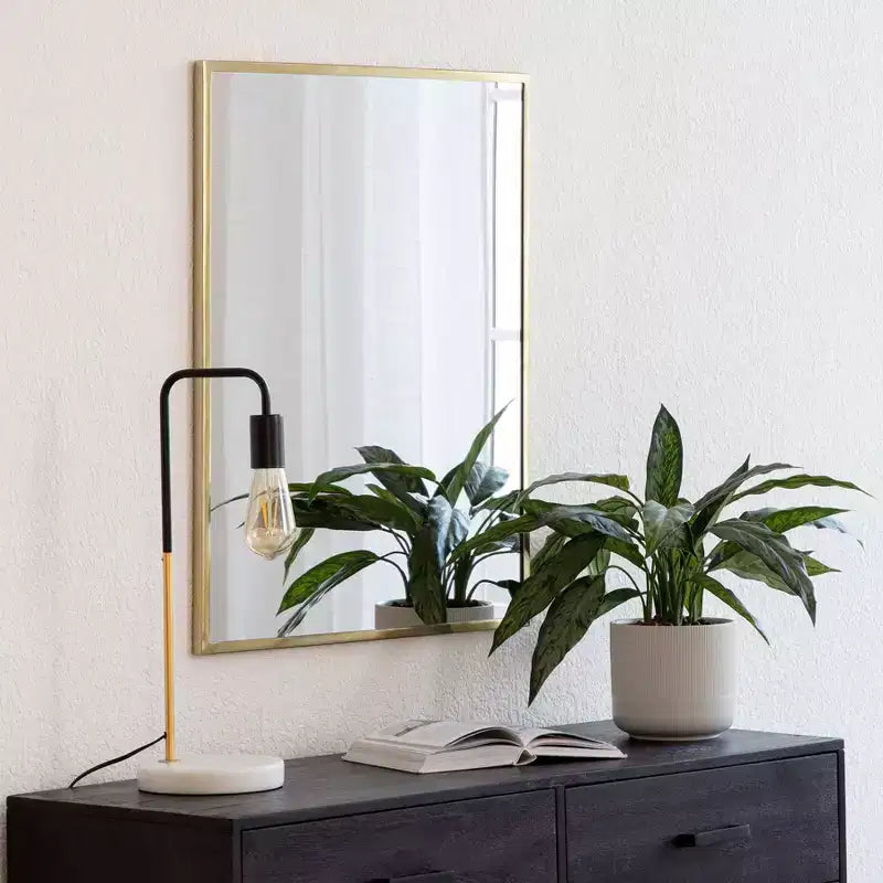 Miroir rectangulaire doré : Style moderne, miroir 74x58 cm, aucun assemblage requis, miroir décoratif mural