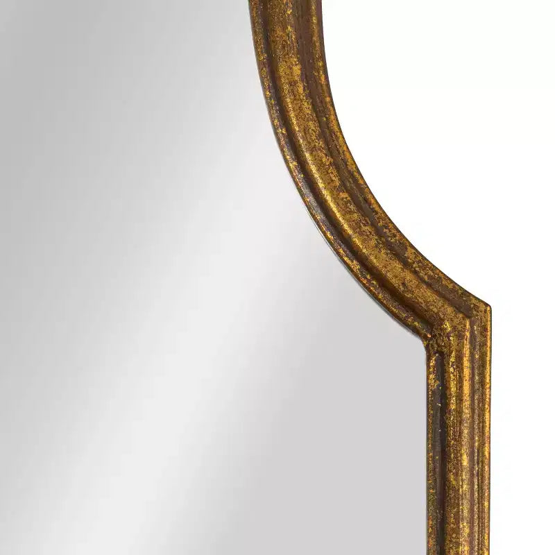 Miroir mural à cadre métallique arqué, pleine longueur, doré à la feuille antique : design rectangulaire de 70 pouces, aucun assemblage requis