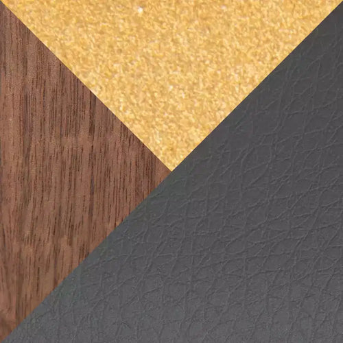 Tabourets de bar à hauteur fixe 30" en métal doré et bois de noyer/cuir PU gris