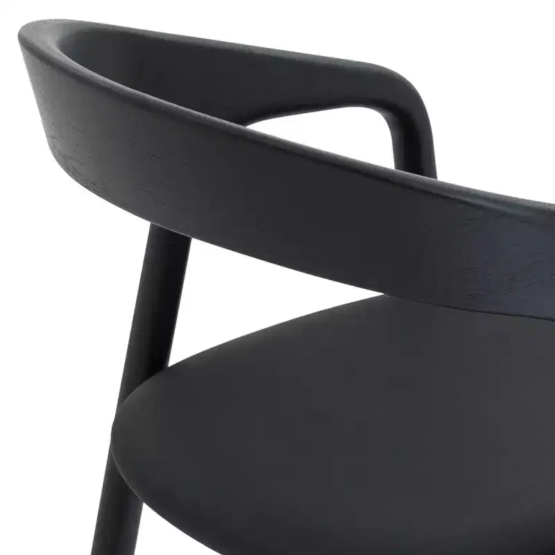 Tabouret de bar en bois et similicuir chêne noir