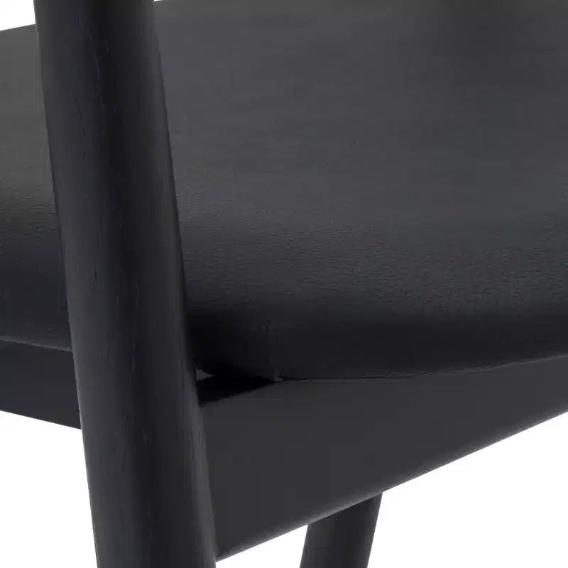 Tabouret de bar en bois et similicuir chêne noir