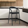 Tabouret de bar en bois et similicuir chêne noir
