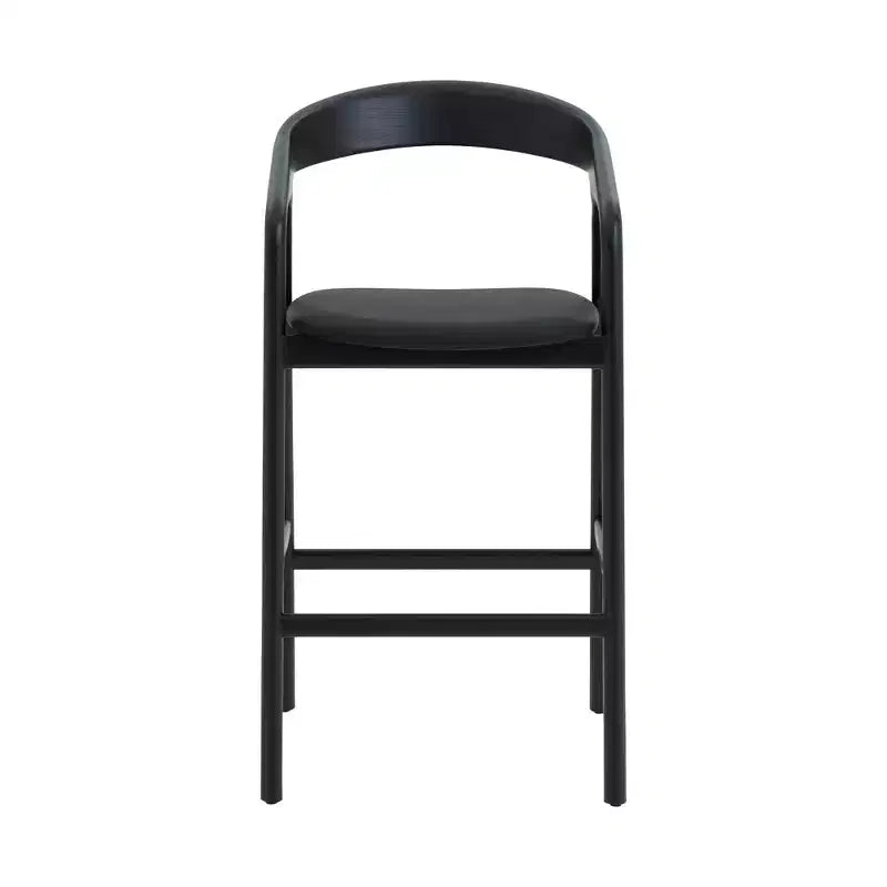 Tabouret de bar en bois et similicuir chêne noir