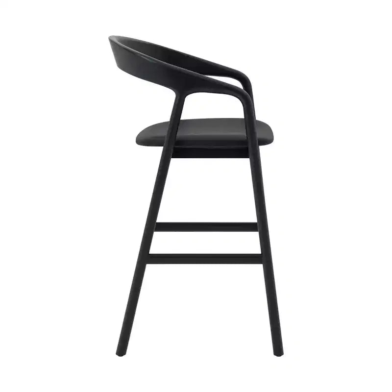 Tabouret de bar en bois et similicuir chêne noir