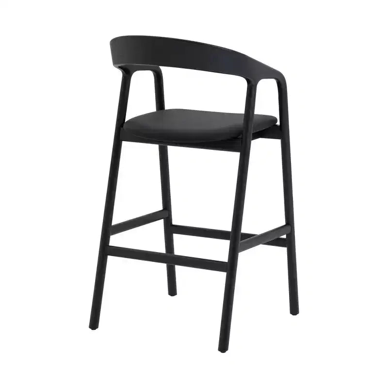 Tabouret de bar en bois et similicuir chêne noir