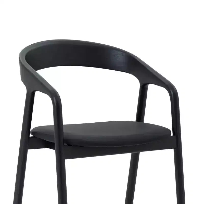 Tabouret de bar en bois et similicuir chêne noir