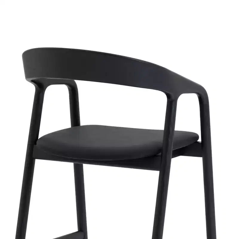 Tabouret de bar en bois et similicuir chêne noir