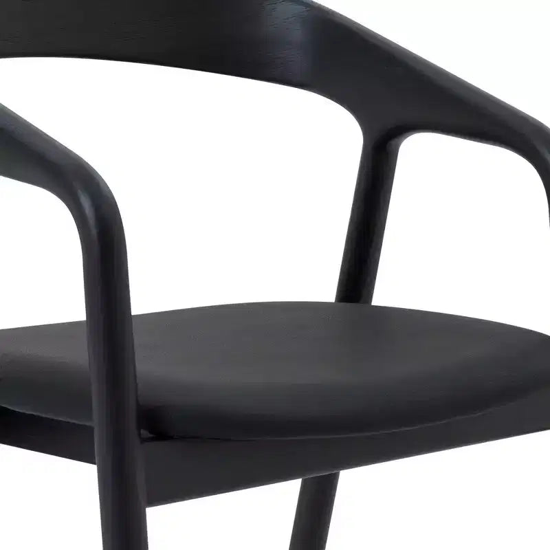 Tabouret de bar en bois et similicuir chêne noir