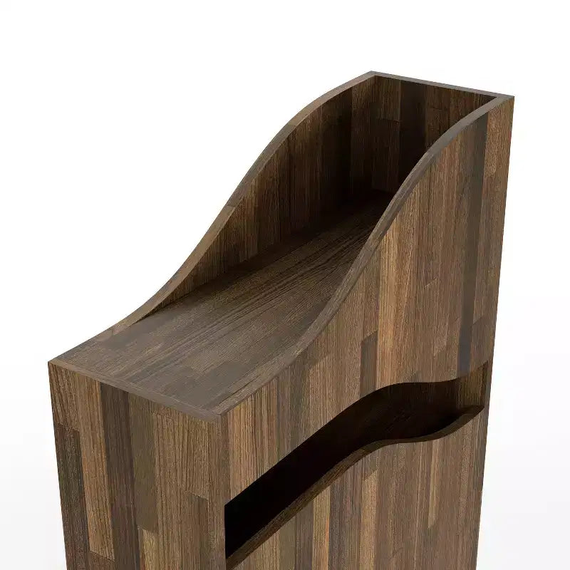 Mini bar industriel à 1 tiroir avec étagères et finition Hickory clair : Rangement pour vins, capacité de 20 bouteilles