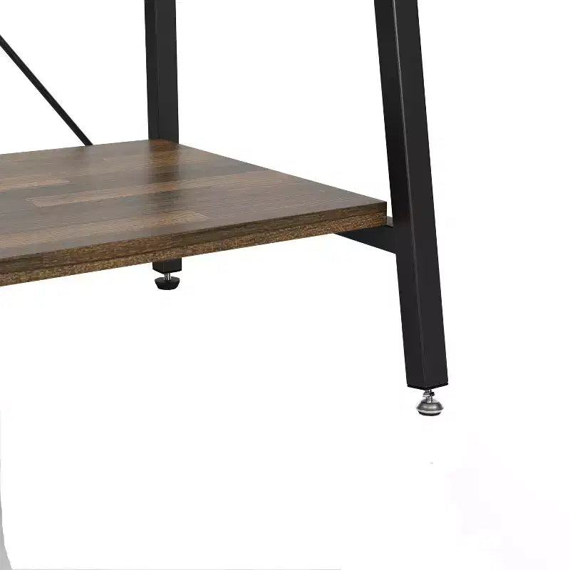 Mini bar industriel à 1 tiroir avec étagères et finition Hickory clair : Rangement pour vins, capacité de 20 bouteilles