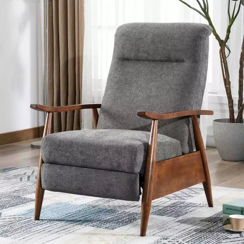 Comfort Pointe Soren Press-Back Recliner Charcoal: Upholstered Polyester, Wood Frame, Foam Fill, Spot Clean