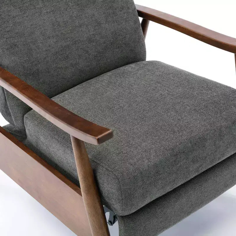 Fauteuil inclinable à dossier basculant anthracite : Polyester rembourré, Cadre en bois, Rembourrage en mousse, Nettoyage des taches