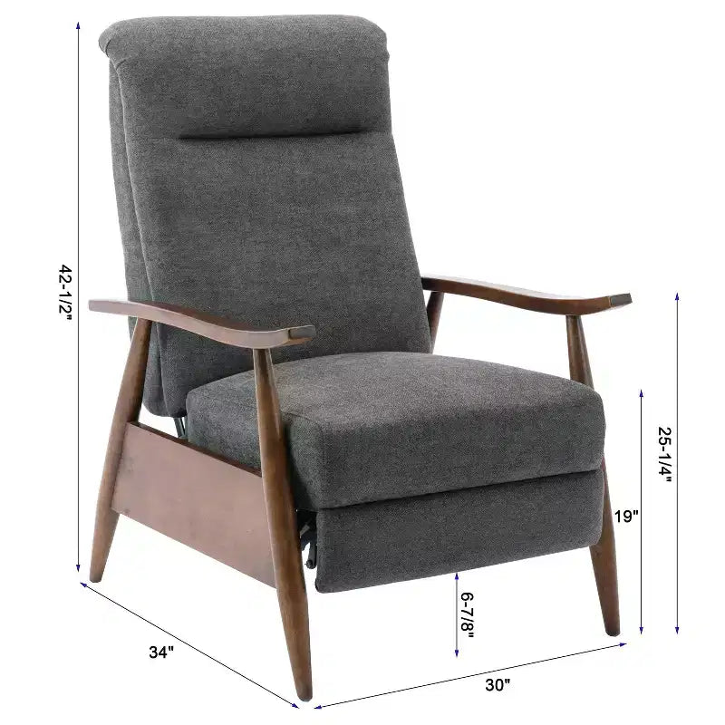 Fauteuil inclinable à dossier basculant anthracite : Polyester rembourré, Cadre en bois, Rembourrage en mousse, Nettoyage des taches