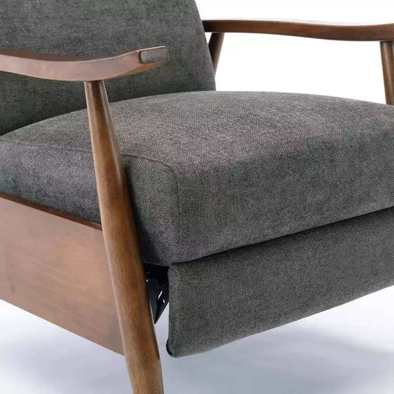 Fauteuil inclinable à dossier basculant anthracite : Polyester rembourré, Cadre en bois, Rembourrage en mousse, Nettoyage des taches