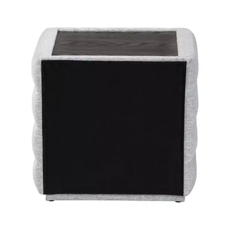 Table de chevet capitonnée en tissu à 2 tiroirs gris clair