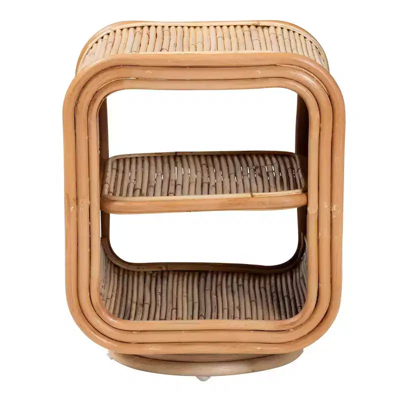 Table de chevet en rotin naturel : fabriquée à la main, base piédestal, aucun assemblage requis