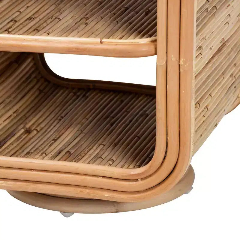 Table de chevet en rotin naturel : fabriquée à la main, base piédestal, aucun assemblage requis
