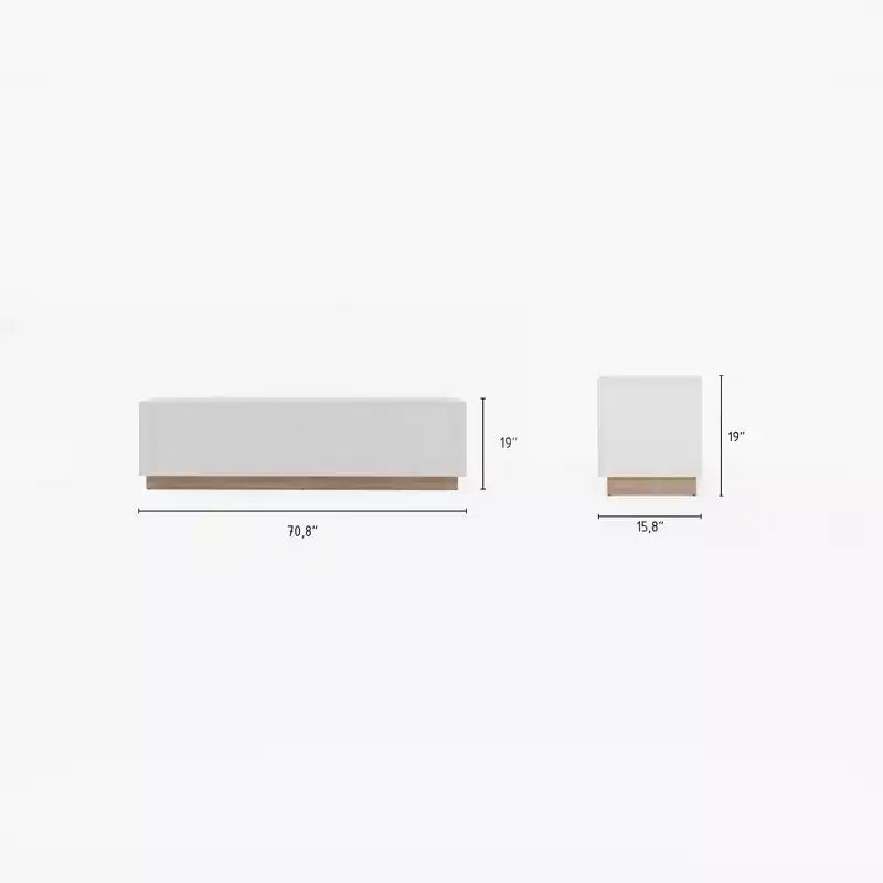 Meuble TV pour téléviseurs jusqu'à 80" Blanc : Console moderne avec étagères réglables, gestion des câbles