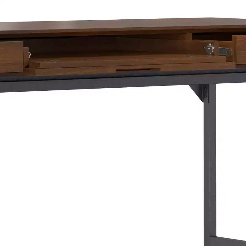 Bureau en bois massif avec tiroirs, style milieu de siècle, placage noyer