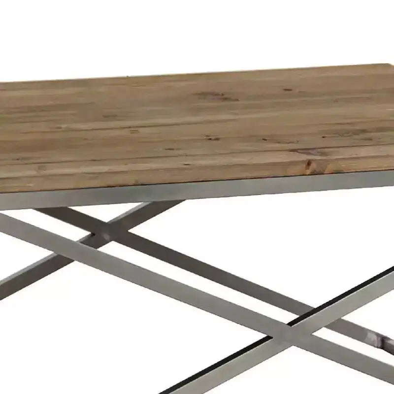 Table basse rectangulaire de 99 cm de large en bois et métal, naturel