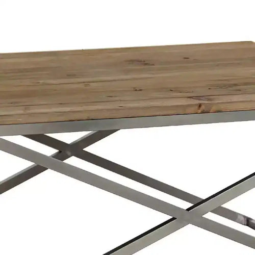 Table basse rectangulaire de 99 cm de large en bois et métal, naturel