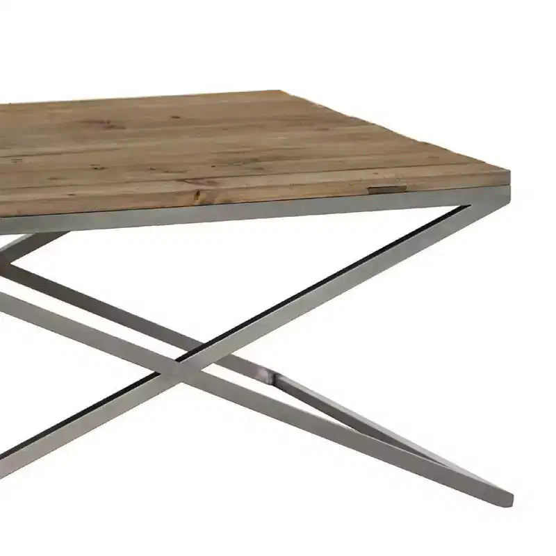 Table basse rectangulaire de 99 cm de large en bois et métal, naturel
