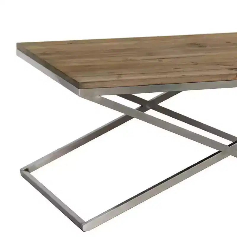 Table basse rectangulaire de 99 cm de large en bois et métal, naturel