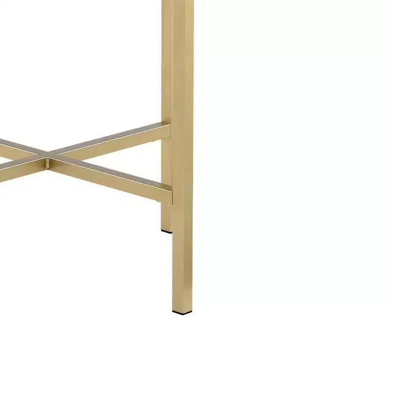 Table d'appoint 22" Plateau Chêne, Base Métal Doré : Ronde, Design Barre Transversale, Montage Sans Outils