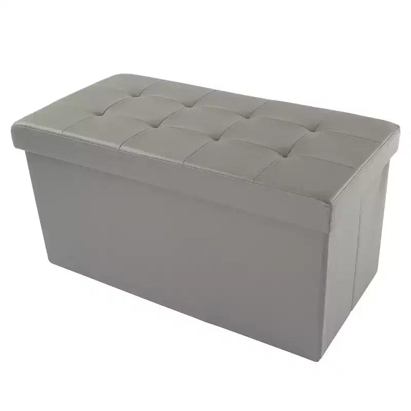 Pouf de rangement de 30 pouces - Repose-pieds pliant en similicuir, Coffre à linge ou Banc