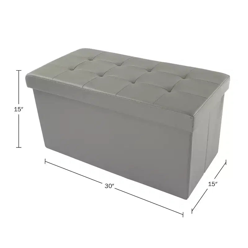 Pouf de rangement de 30 pouces - Repose-pieds pliant en similicuir, Coffre à linge ou Banc