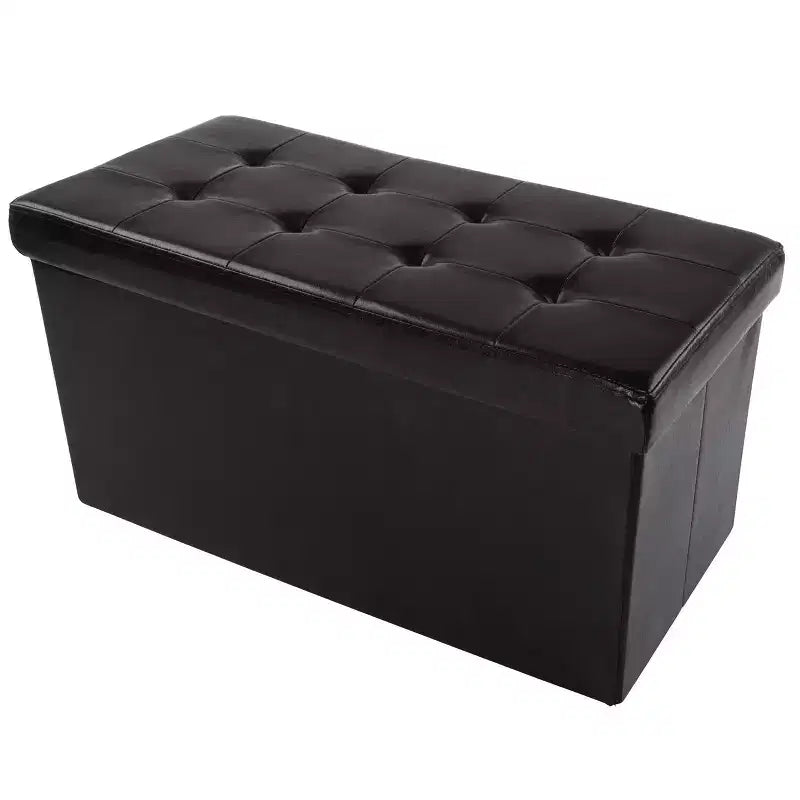 Pouf de rangement de 30 pouces - Repose-pieds pliant en similicuir, Coffre à linge ou Banc