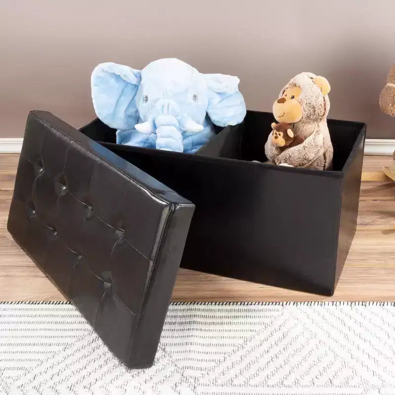 Pouf de rangement de 30 pouces - Repose-pieds pliant en similicuir, Coffre à linge ou Banc