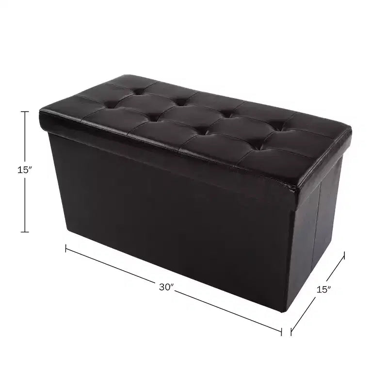 Pouf de rangement de 30 pouces - Repose-pieds pliant en similicuir, Coffre à linge ou Banc