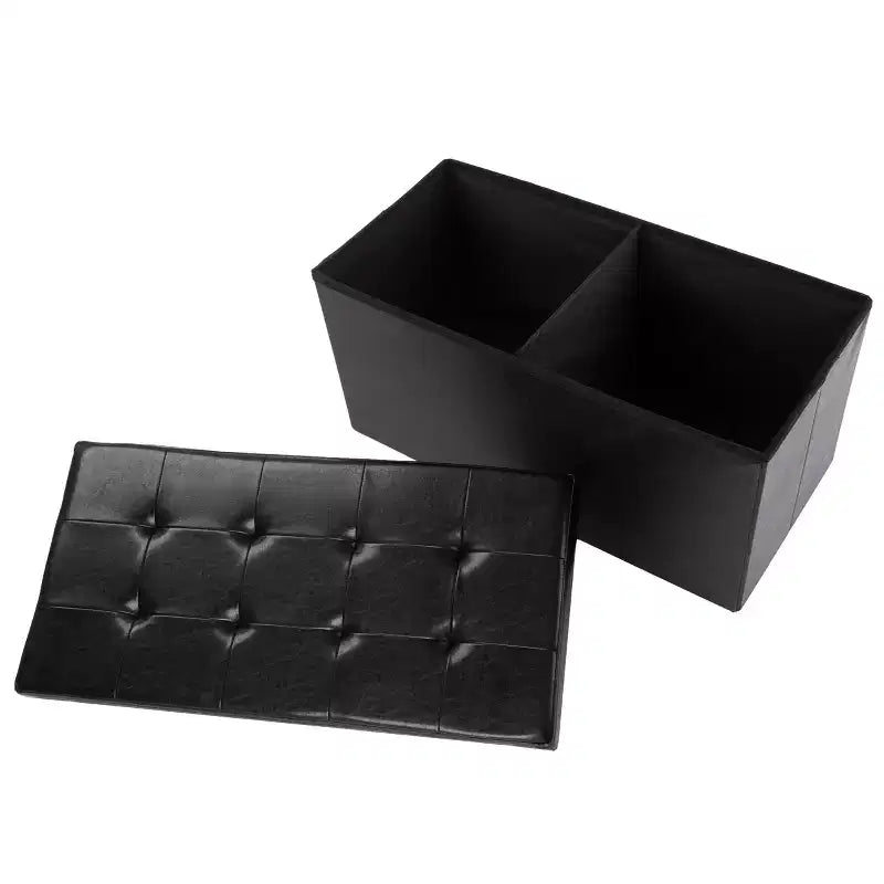 Pouf de rangement de 30 pouces - Repose-pieds pliant en similicuir, Coffre à linge ou Banc