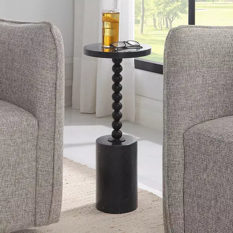 Table basse ronde 10 marbre noir large