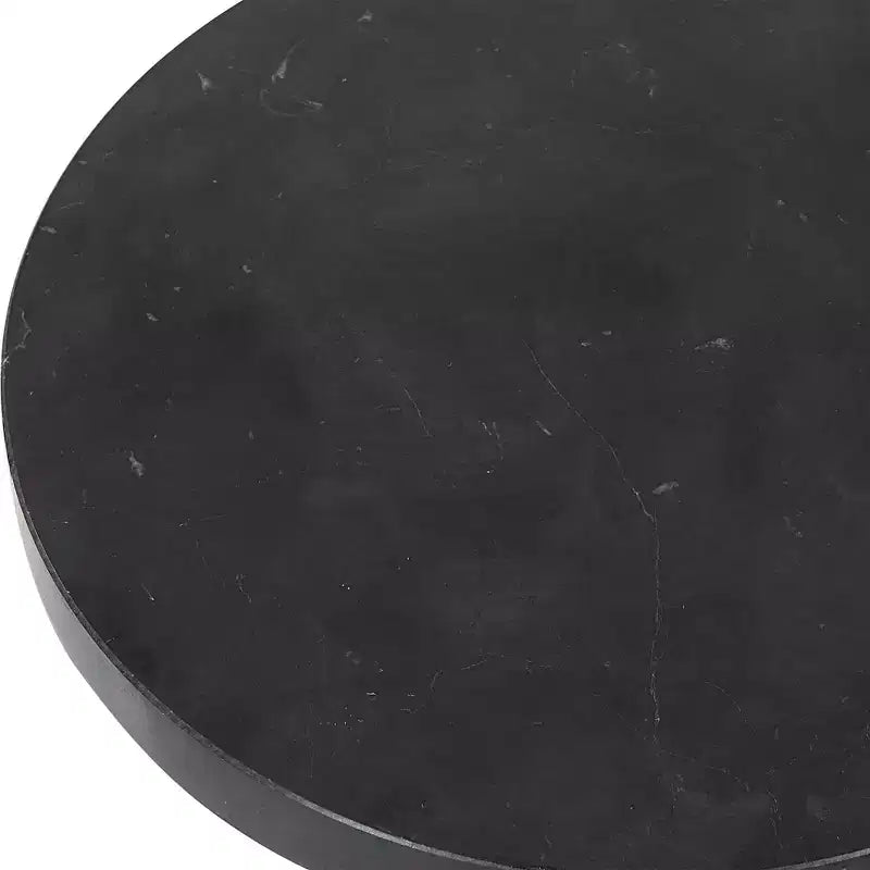 Table basse ronde 10 marbre noir large