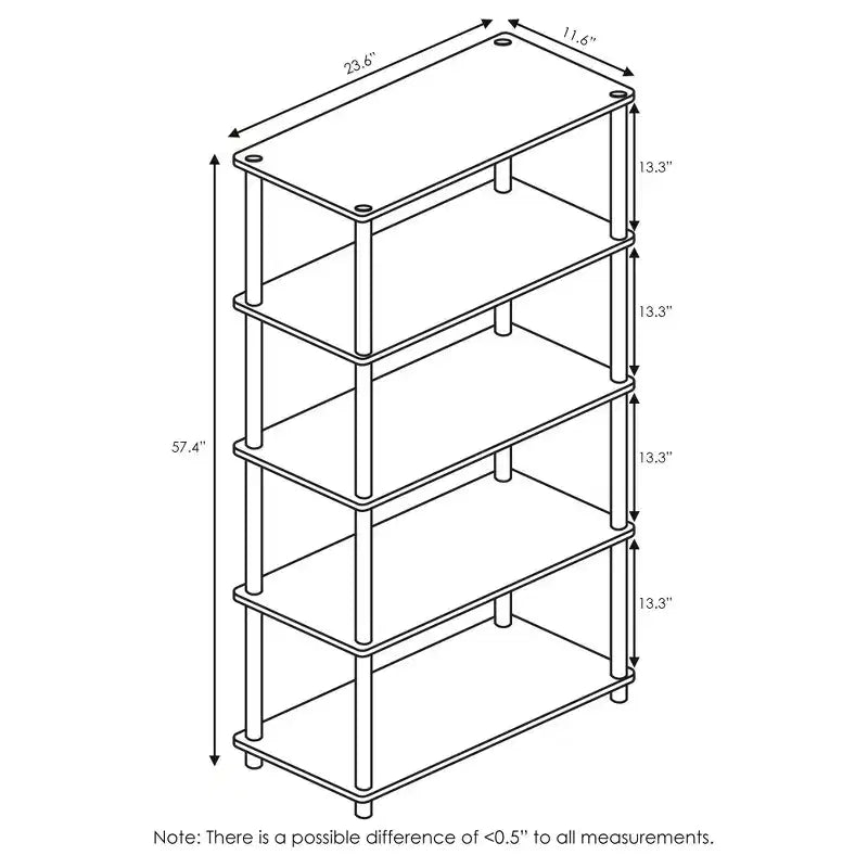 Étagère à 5 niveaux haute décorative, bibliothèque de rangement, étagères ouvertes polyvalentes, présentoir pour salon et bureau à domicile, hêtre/blanc