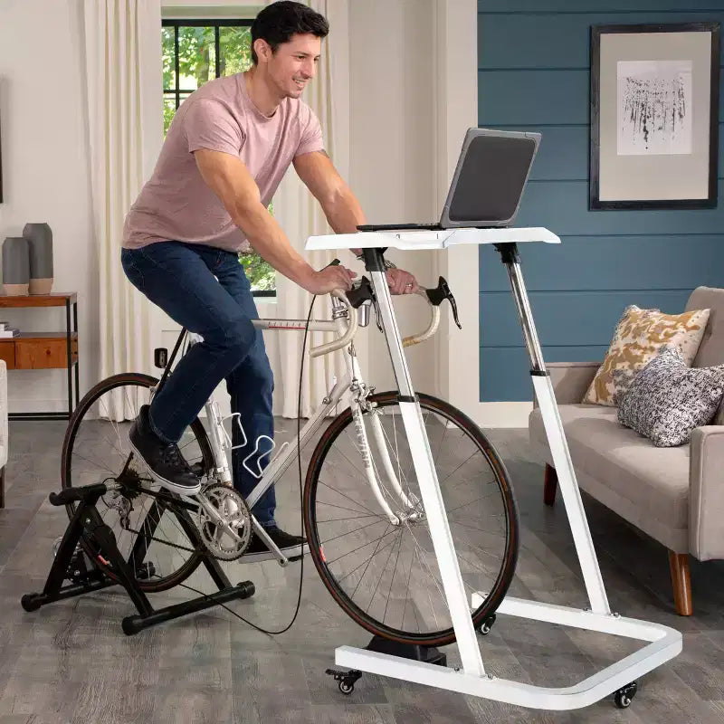 Bureau de vélo réglable avec roulettes