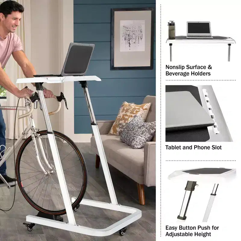 Bureau de vélo réglable avec roulettes