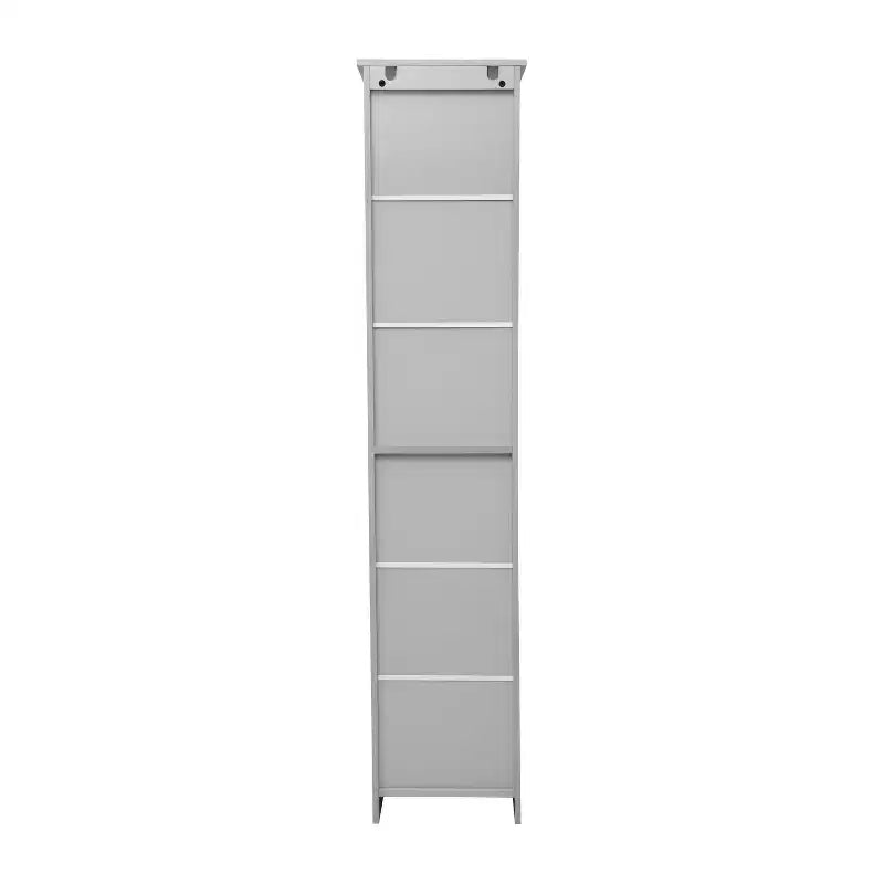 Meuble de rangement pour salle de bain autonome, colonne de rangement étroite avec porte, étagère intérieure réglable et étagères supérieures ouvertes