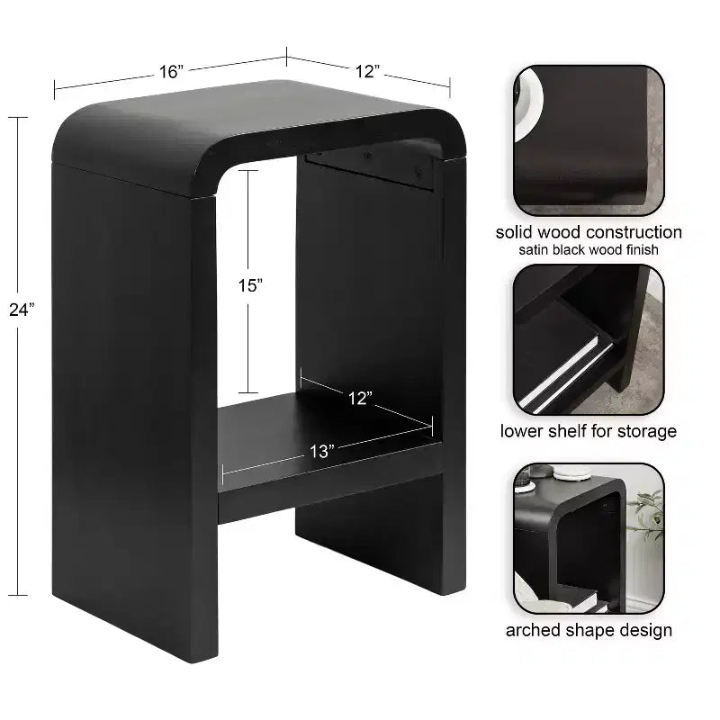 Table d'appoint Radius Arch, 16x12x24, noire