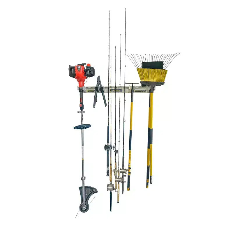 Organisateur de garage pour outils à main, cannes à pêche et coupe-bordures
