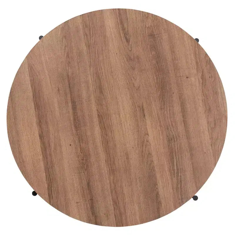 Table basse en bois couleur noyer et métal noir au style industriel moderne