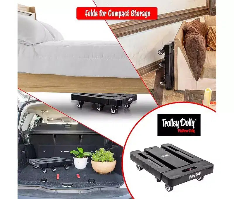 Chariot de plateforme à 6 roues pliable avec poignée télescopique et plaque de chargement extensible - Comprend 2 sandows