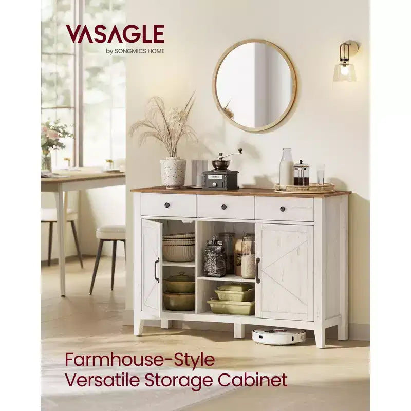 Buffet de ferme avec casier à vin amovible, buffet de rangement avec étagères réglables