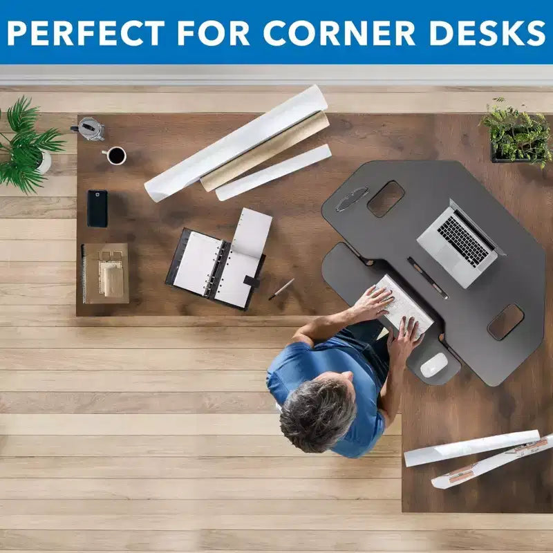 Convertisseur de bureau assis-debout pour coin, noir